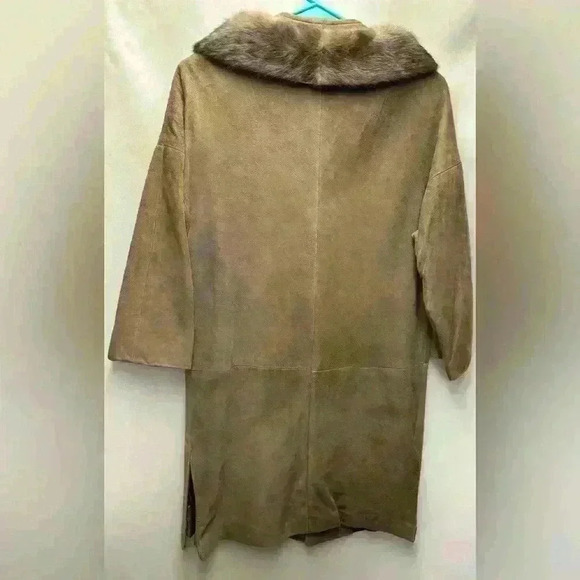 Vintage 1940s 50s Unmarked Suede Leather Coat with Detachable Fur Collar No Size - Picture 9 of 12